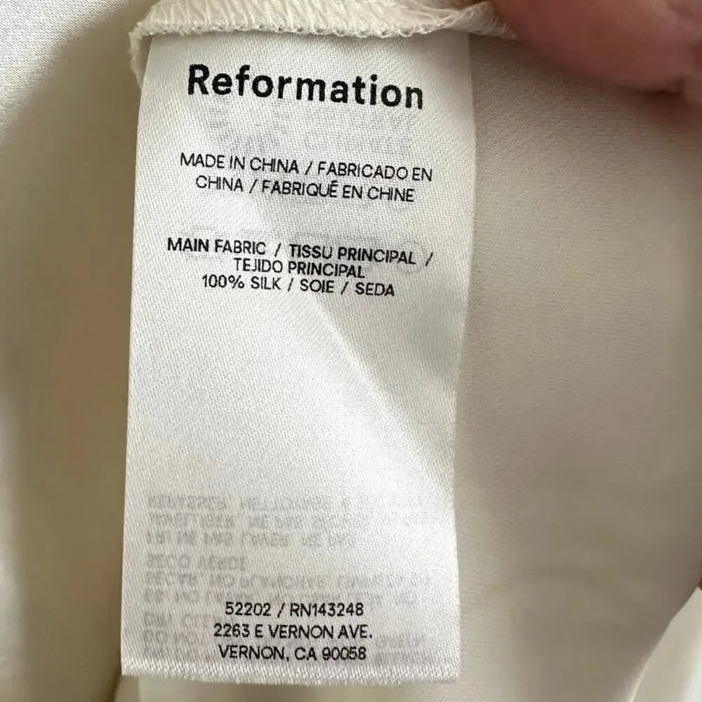 New Reformation Ronda Silk Dress Ivory - Picture 5 of 7